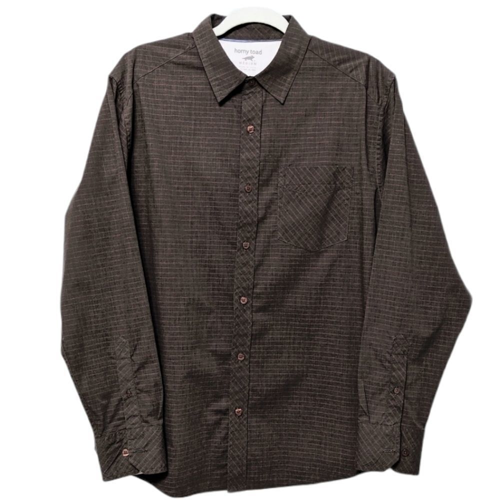 HORNY TOAD Brown Check Button Up Shirt M